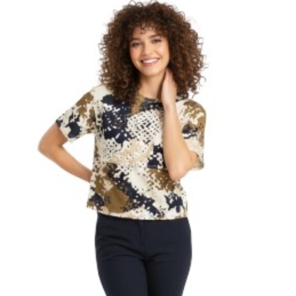 rag & bone Tops - Rag & Bone Women's Small Short Sleeve Crewneck Abstract Silk Blouse